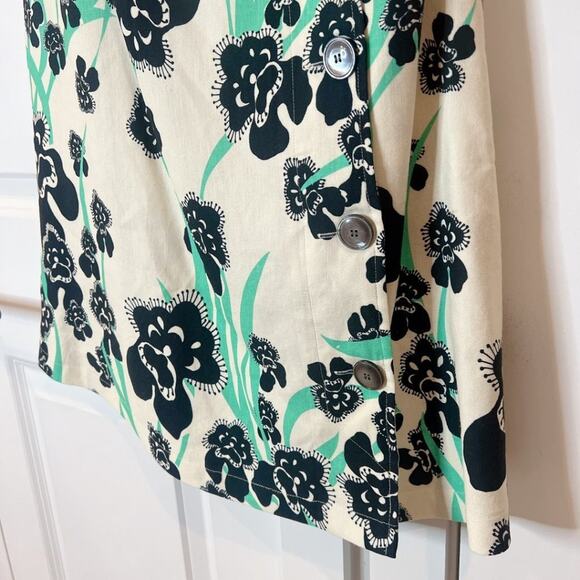 ST. JOHN Orchid Fever Print Twill Belted Button Dress Chamomile Multi Floral | 4 - Picture 7 of 9